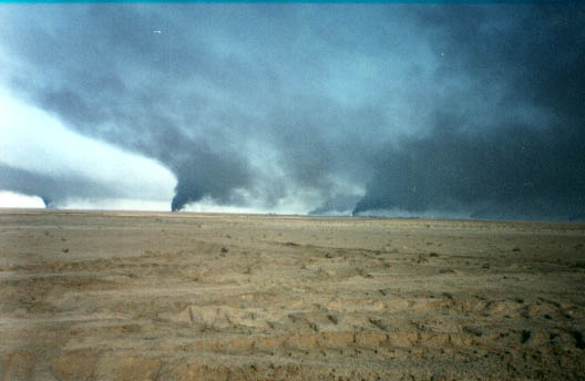 Flaming oil fields